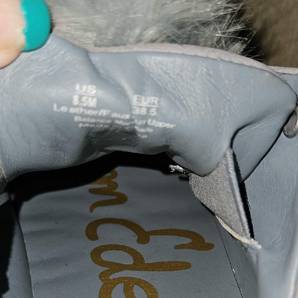 Sam Edelman Blue- Grey Sneakers with Fluffy Detail - Picture 5 of 6